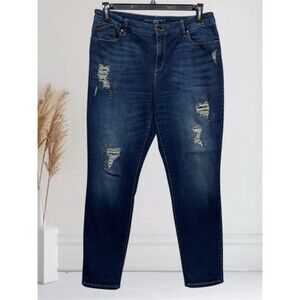 Chico's The Platinum Jegging Women's Size 2 High-Rise Stretch Embellished Jeans